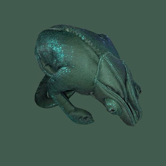 Plush Folktails Folkmanis Chameleon Hand Puppet Green Metallic Lizard Reptile - Picture 4 of 5